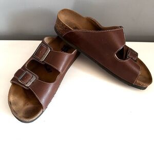 GRUBIN Women's Brown Leather Sandals High Quality European Brand Size 10